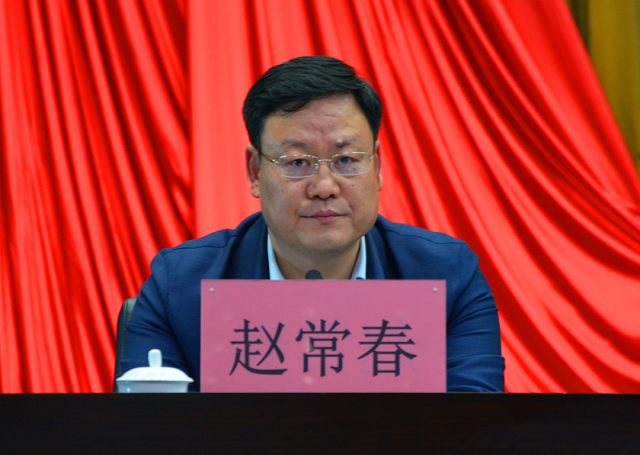 市委依法治市办副主任,市委政法委常务副书记赵常春传达会议精神